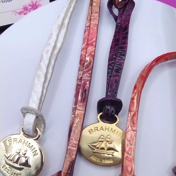 Set of 5 Brahmin Medallions Croc Embossed Leather Hang Tag  FOB - FIRM PRICE - Picture 3 of 8